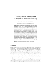 Ontology-Based Introspection in Support of Stream Reasoning Daniel DE LENG and Fredrik HEINTZ