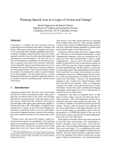 Planning Speech Acts in a Logic of Action and Change