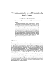 Towards Automatic Model Generation by Optimization Per NYBLOM and Patrick DOHERTY