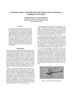 Preliminary Report: Reconfigurable Path Planning for an Autonomous Unmanned Aerial Vehicle