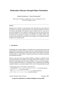 Elaboration Tolerance through Object-Orientation Joakim Gustafsson , Jonas Kvarnstr¨om ∗