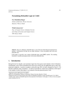 Formalizing Defeasible Logic in CAKE Ewa Madali ´nska-Bugaj Witold Łukaszewicz