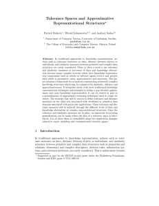 Tolerance Spaces and Approximative Representational Structures  Patrick Doherty