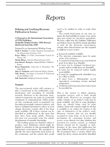 Reports Defining and Certifying Electronic Publication in Science