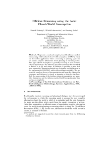 Ecient Reasoning using the Local Closed-World Assumption Patrick Doherty , Witold  Lukaszewicz