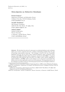 Meta-Queries on Deductive Databases Patrick Doherty Jaros law Kachniarz