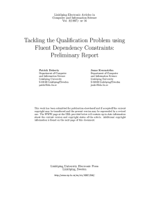 Tackling the Qualication Problem using Fluent Dependency Constraints: Preliminary Report