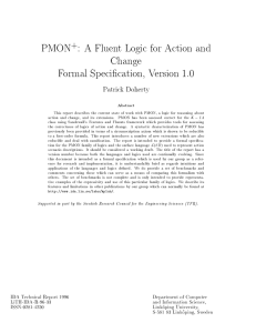 PMON : A Fluent Logic for Action and Change Formal Specication, Version 1.0