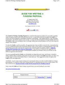 GUIDE FOR WRITING A FUNDING PROPOSAL Page 1 of 3