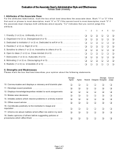Evaluation of the Associate Dean's Administrative Style and Effectiveness