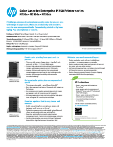 Color LaserJet Enterprise M750 Printer series M750n • M750dn • M750xh