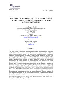 PROFITABILITY ASSESSMENT: A CASE STUDY OF AFRICAN (CLARIAS GARIEPINUS) VICTORIA BASIN, KENYA