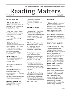 Reading Matters PUBLICATIONS AWARDS PRESENTATIONS