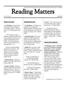 Reading Matters PUBLICATIONS PRESENTATIONS