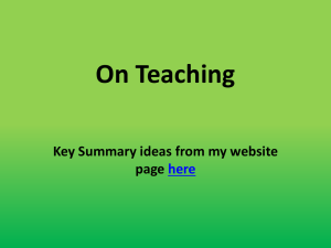 On Teaching Key Summary ideas from my website e here