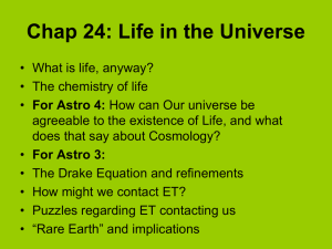 Chap 24: Life in the Universe