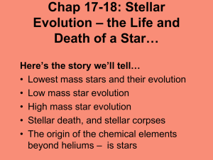Chap 17-18: Stellar – the Life and Evolution Death of a Star…
