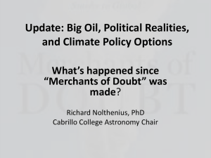 Update: Big Oil, Political Realities, and Climate Policy Options What’s happened since