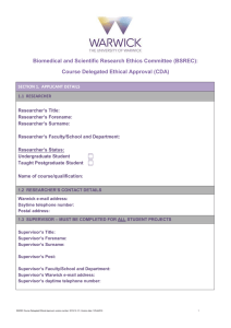 Biomedical and Scientific Research Ethics Committee (BSREC):