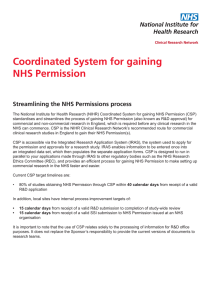 Coordinated System for gaining NHS Permission Streamlining the NHS Permissions process