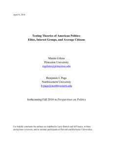 Testing Theories of American Politics: Elites, Interest Groups, and Average Citizens