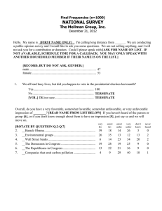 NATIONAL SURVEY The Mellman Group, Inc.