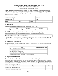 Transitional Aid Application for Fiscal Year 2016 Department of Community Affairs