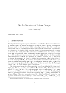 On the Structure of Selmer Groups 1 Introduction Ralph Greenberg