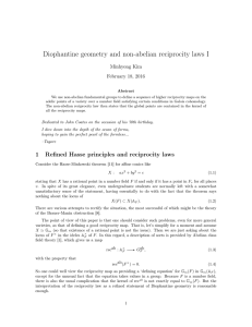 Diophantine geometry and non-abelian reciprocity laws I Minhyong Kim February 18, 2016