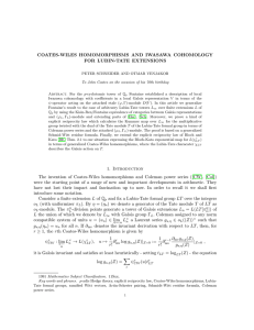 COATES-WILES HOMOMORPHISMS AND IWASAWA COHOMOLOGY FOR LUBIN-TATE EXTENSIONS