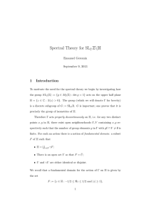 Spectral Theory for SL Z\H 1 Introduction