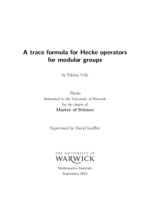 A trace formula for Hecke operators for modular groups by Fabian V¨ olz