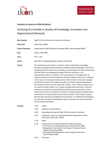 Surfacing the Invisible in Studies of Knowledge, Innovation and  Organizational Networks  Invitation to attend an IKON Workshop   