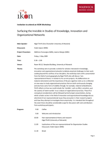 Surfacing the Invisible in Studies of Knowledge, Innovation and  Organizational Networks    Invitation to attend an IKON Workshop 