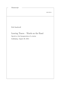 Leaving Traces – Words on the Road Manuscript Erik Sandewall