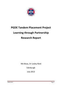 PGDE Tandem Placement Project Learning through Partnership Research Report