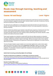 Route map through learning, teaching and assessment  Course: Art and Design