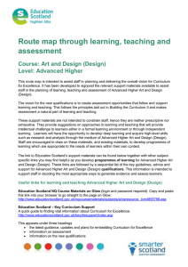Route map through learning, teaching and assessment Course: Art and Design (Design)