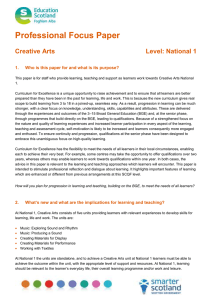 Professional Focus Paper  Creative Arts Level: National 1