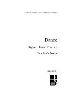Dance Higher Dance Practice Teacher’s Notes