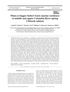 When is bigger better? Early marine residence Chinook salmon O