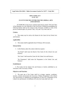 Legal Notice 245 of 2014 – Malta Government Gazette No....  EDUCATION ACT (CAP. 327)