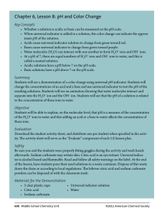 Chapter 6, Lesson 8: pH and Color Change