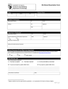 BA (Hons) Dissertation Form Date Course Years Student’s Particulars