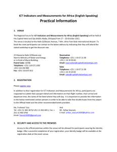 Practical Information ICT Indicators and Measurements for Africa (English Speaking) VENUE 1.