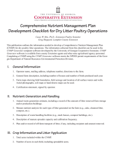 Comprehensive Nutrient Management Plan Development Checklist for Dry Litter Poultry Operations
