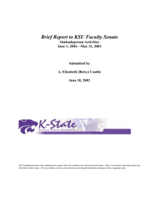 Brief Report to KSU Faculty Senate Ombudsperson Activities Submitted by