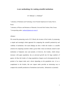 A new methodology for ranking scientific institutions J.F. Molinari , A. Molinari