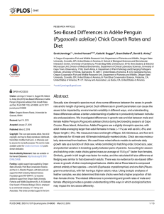 Sex-Based Differences in Adélie Penguin (Pygoscelis adeliae) Chick Growth Rates and Diet