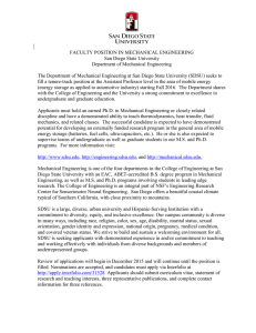 FACULTY POSITION IN MECHANICAL ENGINEERING San Diego State University